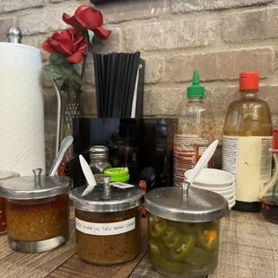 condiments on table