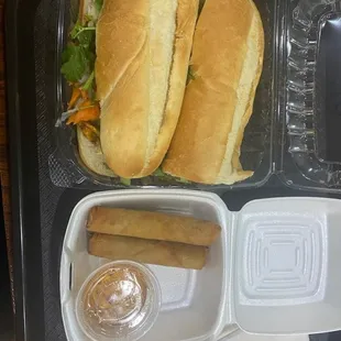 Honey Chicken Banh Mi and Fried Pork Rolls