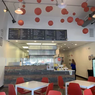 Counter and menu on wall