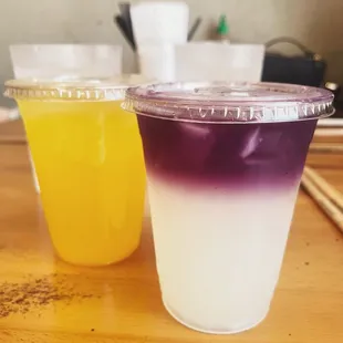 Passion Fruit Lemonade (left) &amp; Galaxy Lemonade (right)