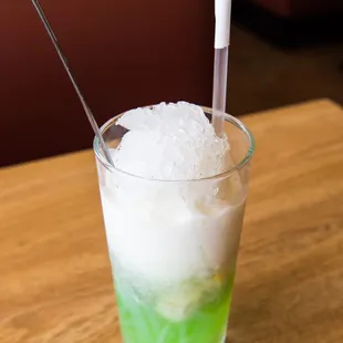 che thai  -  dessert with jackfruit, palm fruit, lychee, longan, pandan jelly, and cream