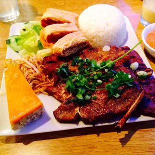 Rice plate with pork chop n 3 add on