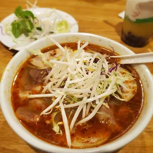 Bún bò Huế: Vietnamese spicy beef soup.