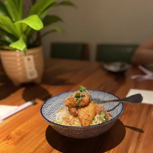 a bowl of food on a table