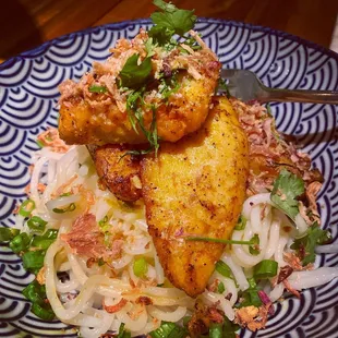 Tumeric fish and noodles. Don&apos;t think, just order lol