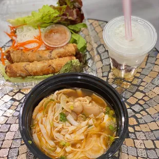 1. imperial roll, 26. spicy beef &amp; pork noodle soup, 122. Ice Mung Bean Drink with Coconut Milk (07/2022)