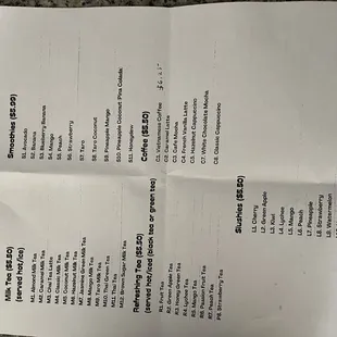 menu