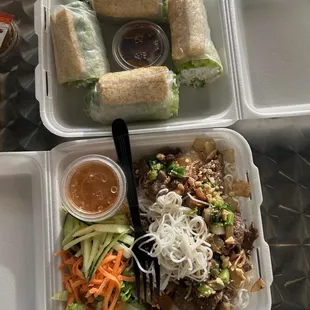 Tofu spring rolls and bulgogi vermicelli