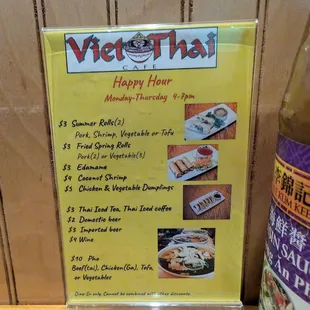 Happy hour menu