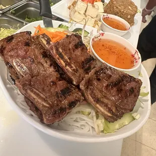 Grilled Beef Short Ribs Rice Platter/ Noodle Bowl