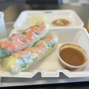 The spring rolls were delicious with that peanut sauce