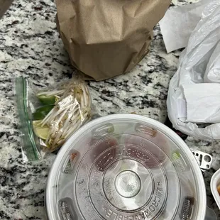 the contents of a meal in a plastic container