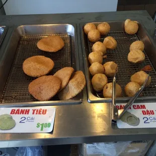 two trays of fried food
