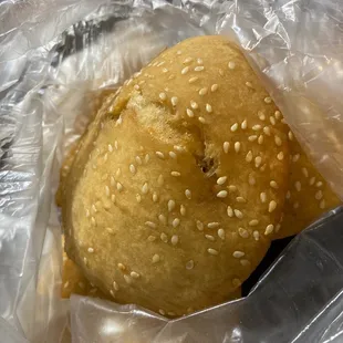 a bun wrapped in plastic