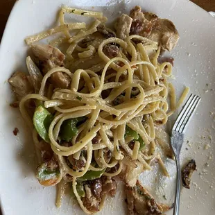 My half eaten Carbonara (I forgot to take the pic when it first arrived). It was so good!