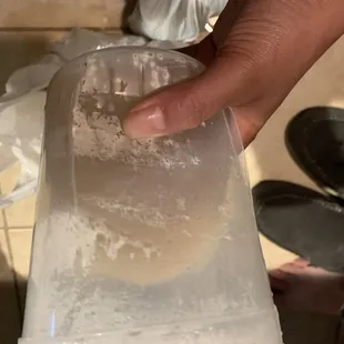 But before the little pubic hair incident, my cup of broth was spilling. I kind of burned my hand as I was trying not to spill it on myself