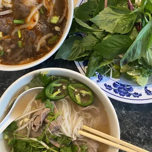 beef pho and bun bo hue