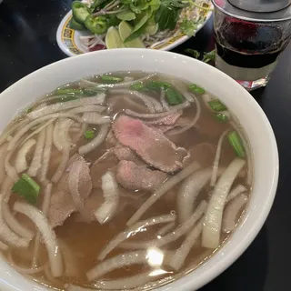 Rice Noodle Soup With Slices Of Beef