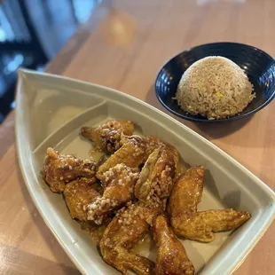 Garlic chicken and fried rice