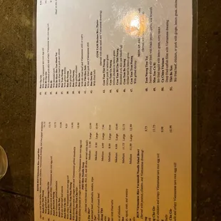 menu