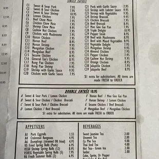 sushi and sashimi, menu