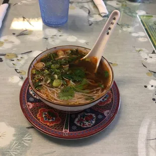 Cup of Bun Bo soup
