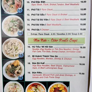 the menu for the restaurant