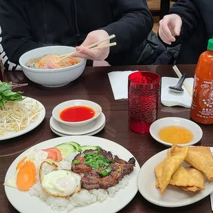 Ordered pho, com tam and cheese wontons