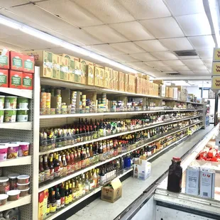 shelves of various foods