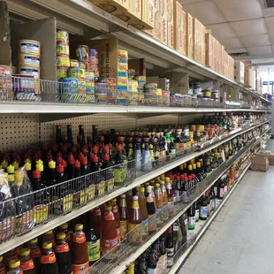 shelves of various foods