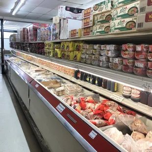 a display of food items