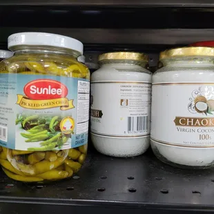 jars of pickles and condiments