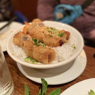 Crispy pork, spring rolls, vermicelli