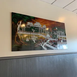 a painting of a restaurant