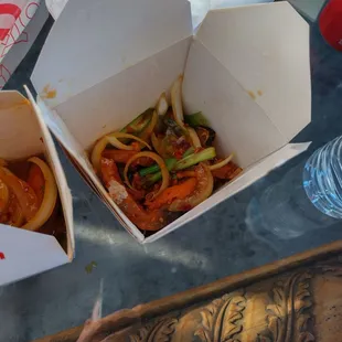 two take out boxes