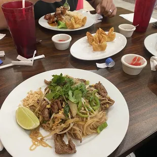 Beef Pad Thai, &amp; Crab Rangoons