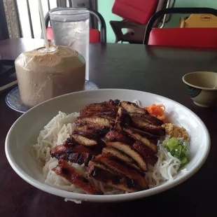 Grilled CK Vermicelli and a Young Tai Coconut