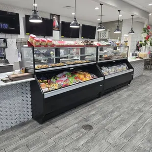 Pastry case  getting one warmed up to eat in the car