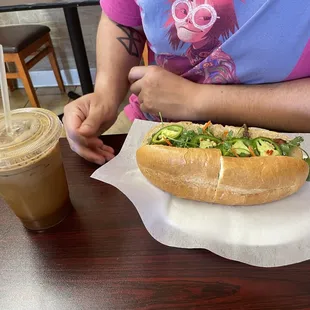 grilled pork banh mi &amp; iced coffee