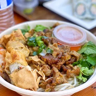 a bowl of food on a table