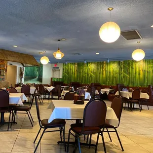 a restaurant with tables and chairs