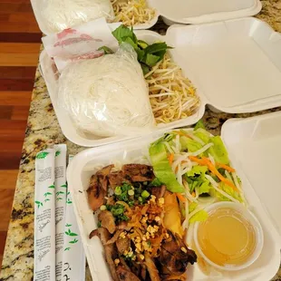 2 x P1 Combination Pho, V2 Grilled Pork &amp; Egg Roll Bun