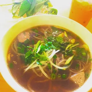 Pho and Thai tea, simply delicious. A must try!!