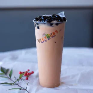 Thai milk tea with boba