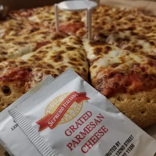 a cheesy cheese pizza