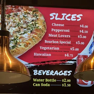 prices and prices on the menu