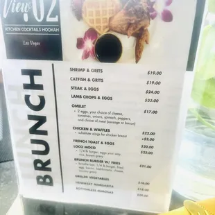 Menu for Brunch