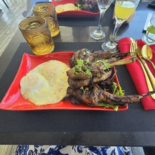 Lamb chops and collard greens