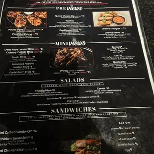 Front of physical menu