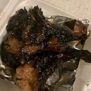 Burnt lamb chops